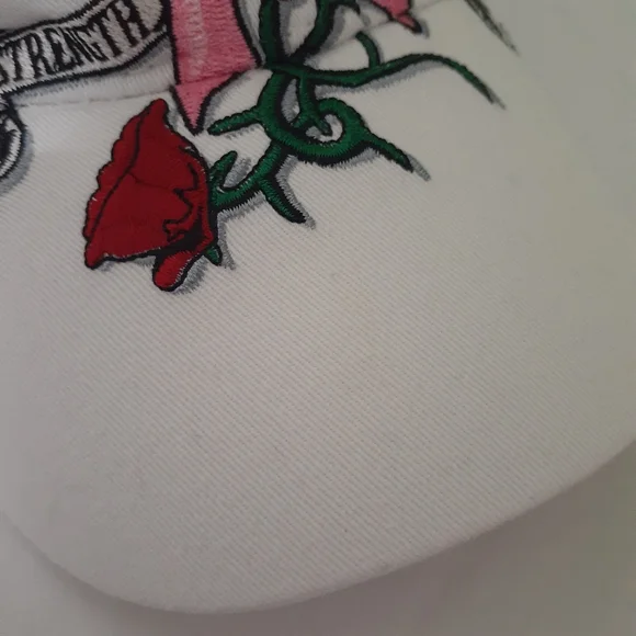 3/$15💋Women White Cap with Courage and Hope Embroidery Pink Ribbon - Picture 3 of 7